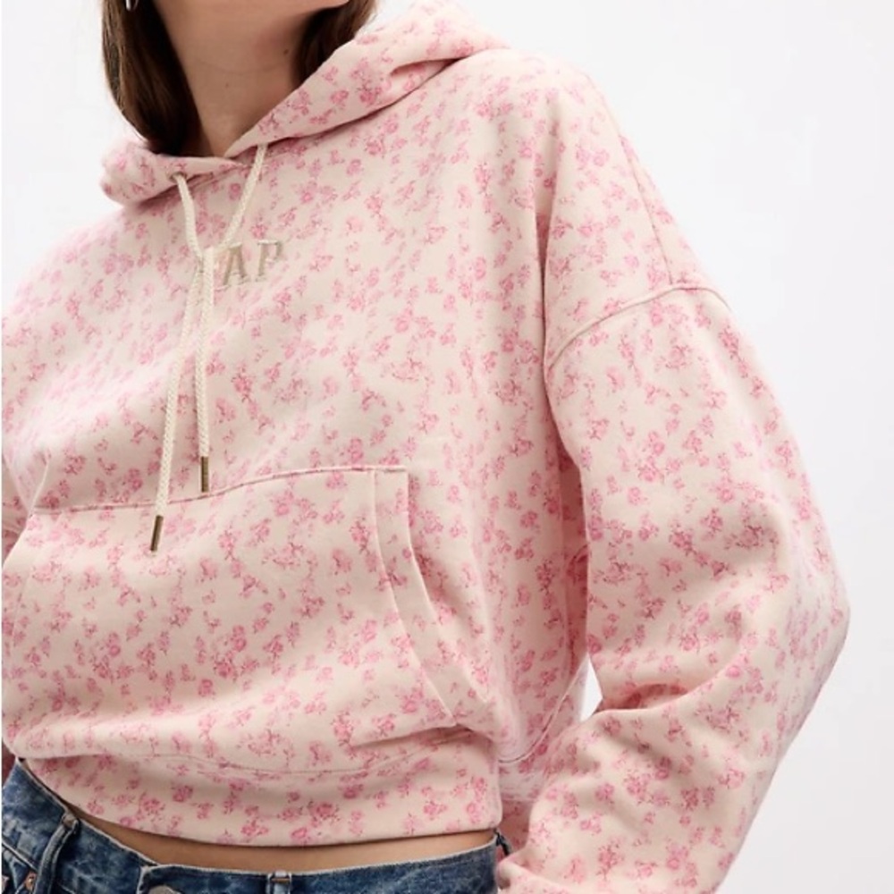 GAP x LoveShackFancy Floral Cropped Logo Hoodie